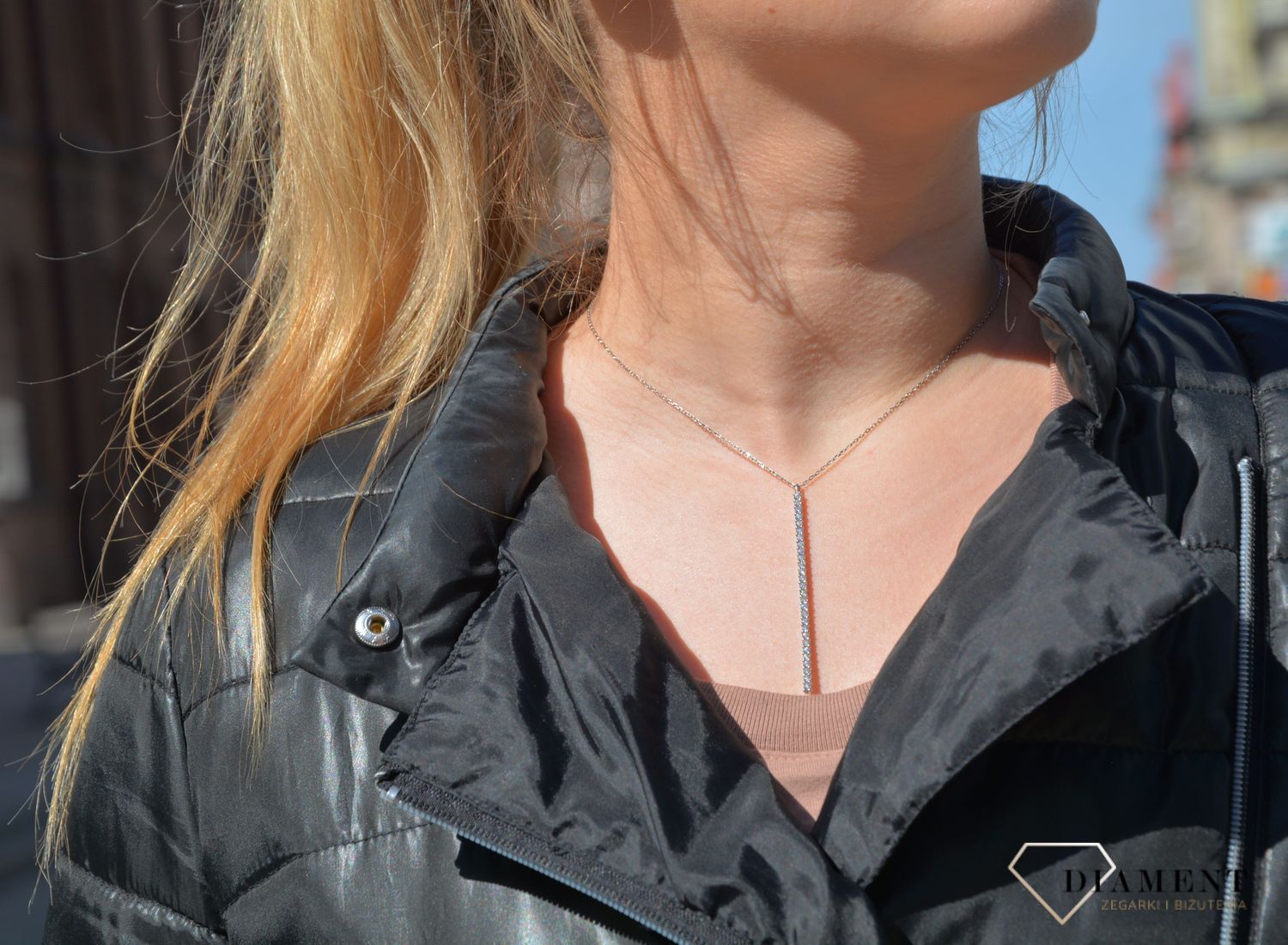 Naszyjnik srebrny pałeczka z cyrkonią Dallacqua ✓Srebrne Naszyjniki Damskie w Sklepie z Biżuterią zegarki-diament.pl✓Piękne i Eleganckie Naszyjniki dla Kobiet41.jpg